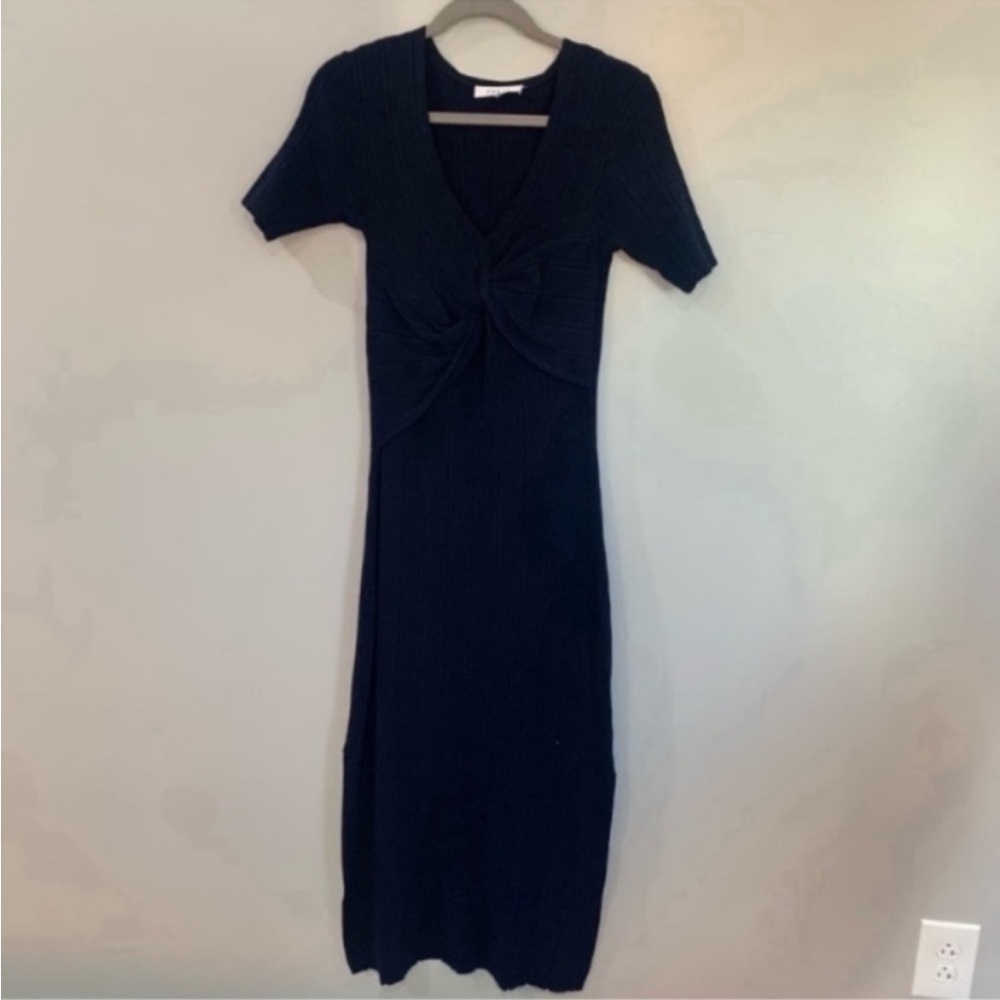 Frame Dress Front-Twist Rib Bodycon Midi In Navy - image 5